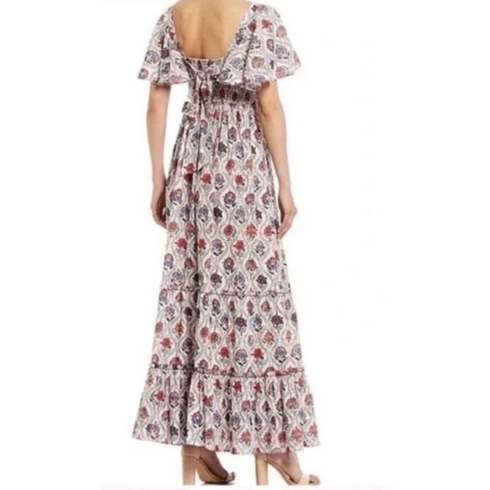Sachin & Babi Danni Block Print Floral Square Neck Flutter Sleeve Maxi Dress 6 - Picture 6 of 12